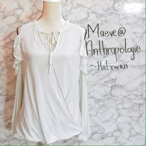Maeve Ruffled Open Shoulder Surplice Top